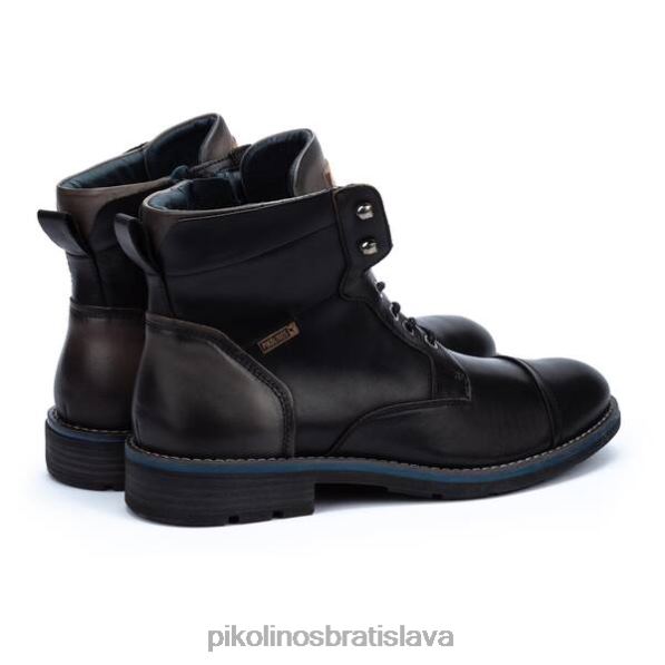 obuv čierna Pikolinos 640B4619 york dvojfarebné kožené čižmy na šnurovanie muži