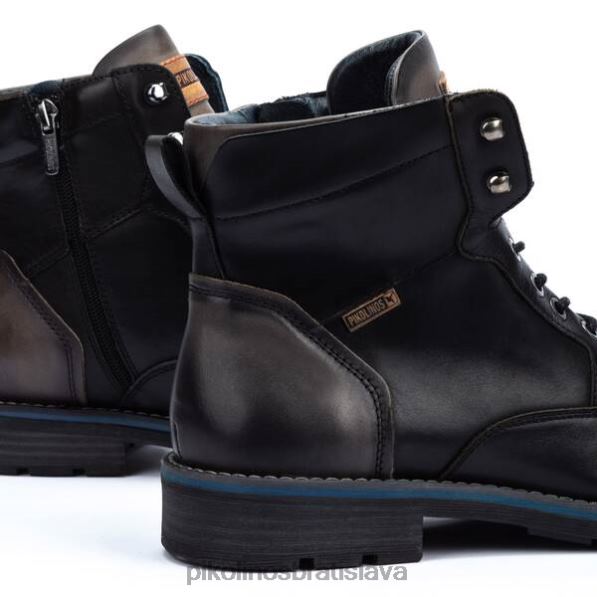 obuv čierna Pikolinos 640B4619 york dvojfarebné kožené čižmy na šnurovanie muži