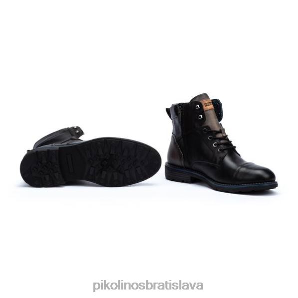 obuv čierna Pikolinos 640B4619 york dvojfarebné kožené čižmy na šnurovanie muži