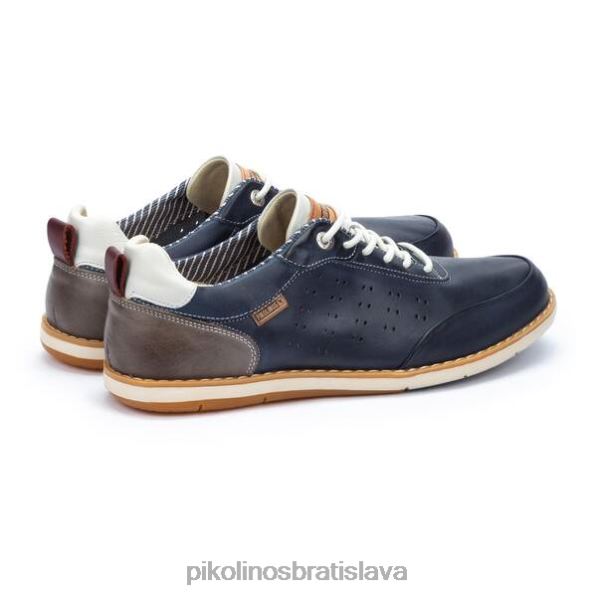 obuv Modrá Pikolinos 640B4496 kožené tenisky jucar s perforovanými bočnými detailmi muži