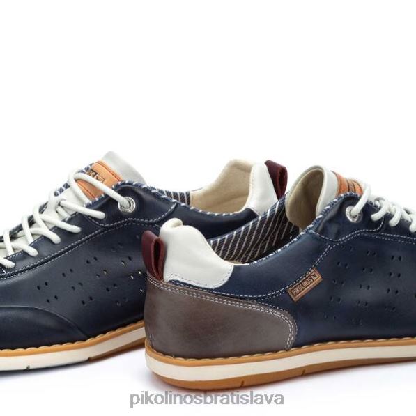 obuv Modrá Pikolinos 640B4496 kožené tenisky jucar s perforovanými bočnými detailmi muži