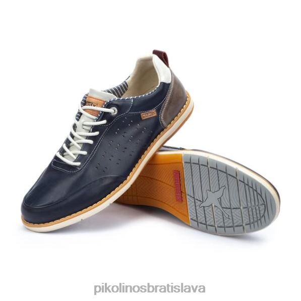 obuv Modrá Pikolinos 640B4496 kožené tenisky jucar s perforovanými bočnými detailmi muži