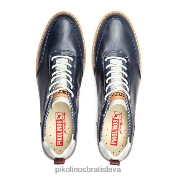 obuv Modrá Pikolinos 640B4496 kožené tenisky jucar s perforovanými bočnými detailmi muži