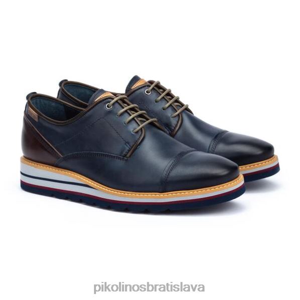 obuv Modrá Pikolinos 640B4969 derby topánky z durcalovej kože s originálnou športovou podrážkou muži