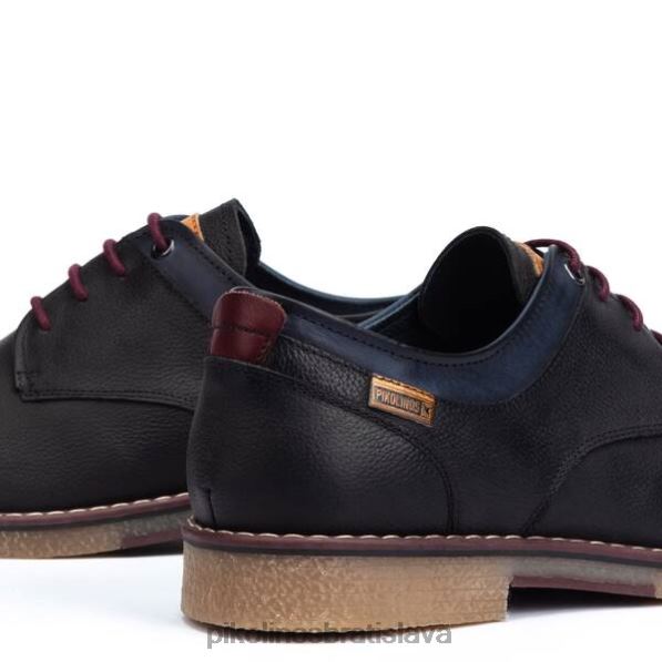 obuv čierna Pikolinos 640B4942 irun derby topánky s jedinečným farebným kontrastom okolo členku muži