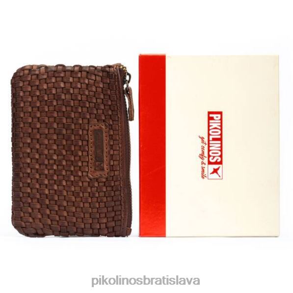 príslušenstvo koňak Pikolinos 640B4407 pletená kožená peňaženka carteras ženy