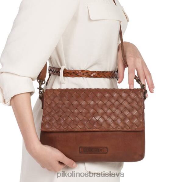 príslušenstvo koňak Pikolinos 640B4377 taška cez rameno s pletenou chlopňou faura ženy