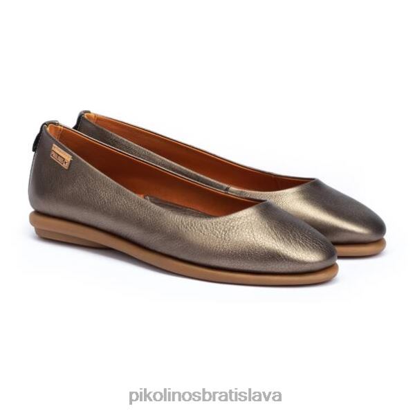obuv grafit Pikolinos 640B4796 kožené plôšky cullera s kovovým povrchom ženy