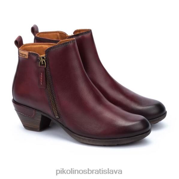 obuv granát Pikolinos 640B4282 rotterdamské členkové čižmy s bočným zipsom ženy