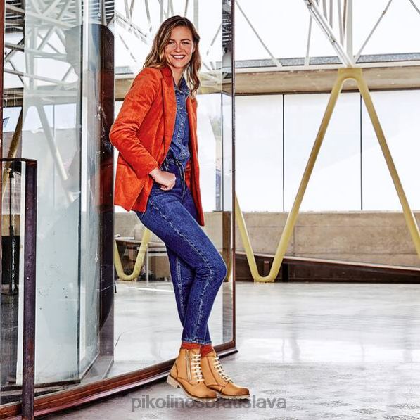 obuv mandľový Pikolinos 640B4308 členková obuv vikár motorkárskeho štýlu ženy