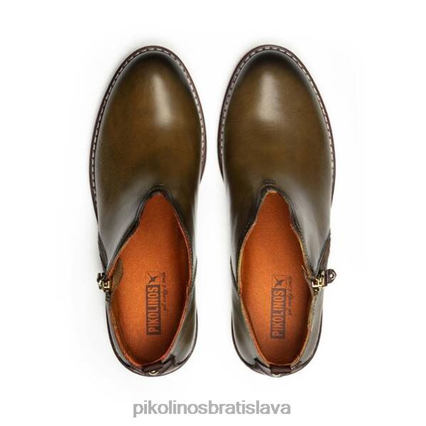 obuv olivový Pikolinos 640B4270 aldaya ploché členkové čižmy strihu do V s bočným zipsom ženy