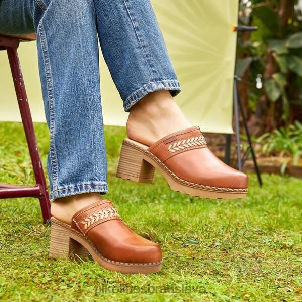 obuv brandy Pikolinos 640B481 kanárikové kožené dreváky s podpätkami ženy