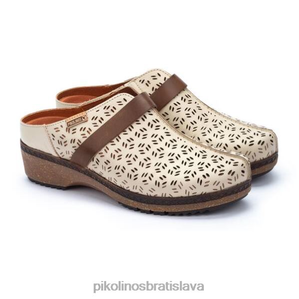 obuv marfil Pikolinos 640B4150 granada vysekávané kožené dreváky ženy
