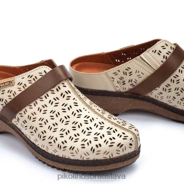 obuv marfil Pikolinos 640B4150 granada vysekávané kožené dreváky ženy