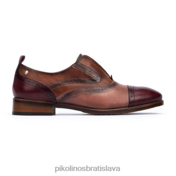 obuv granát Pikolinos 640B4786 kráľovské kožené slip-on oxford topánky ženy