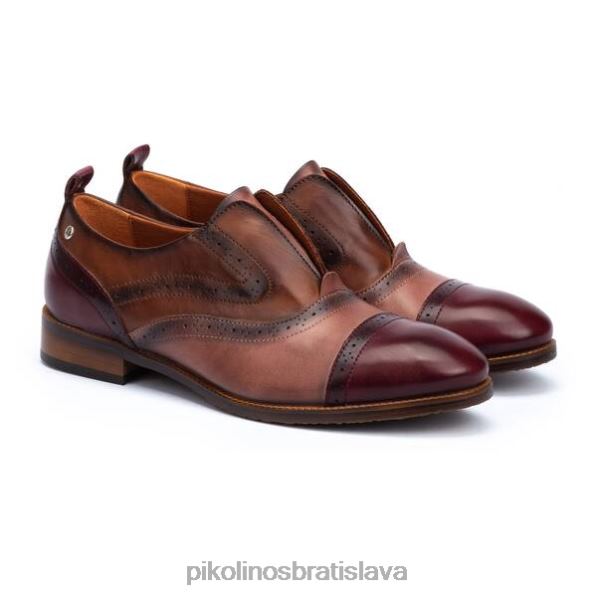 obuv granát Pikolinos 640B4786 kráľovské kožené slip-on oxford topánky ženy