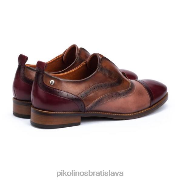 obuv granát Pikolinos 640B4786 kráľovské kožené slip-on oxford topánky ženy