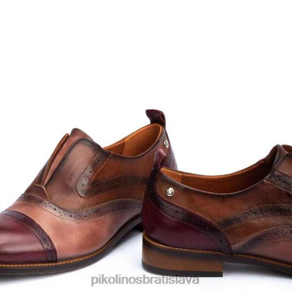 obuv granát Pikolinos 640B4786 kráľovské kožené slip-on oxford topánky ženy