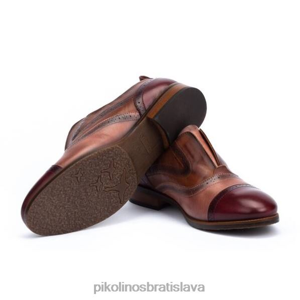obuv granát Pikolinos 640B4786 kráľovské kožené slip-on oxford topánky ženy