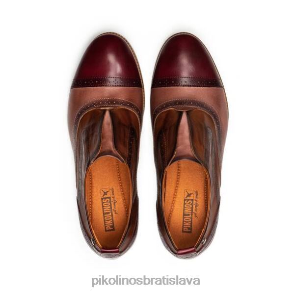 obuv granát Pikolinos 640B4786 kráľovské kožené slip-on oxford topánky ženy