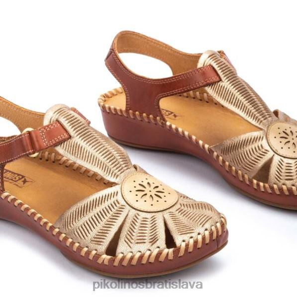 obuv šampanské Pikolinos 640B4120 p. klinové sandále vallarta s vysekanými detailmi na špičke ženy