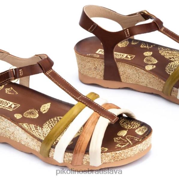 obuv cuero Pikolinos 640B4753 mahon klinové sandále s farebnými remienkami a remienkom na členky ženy