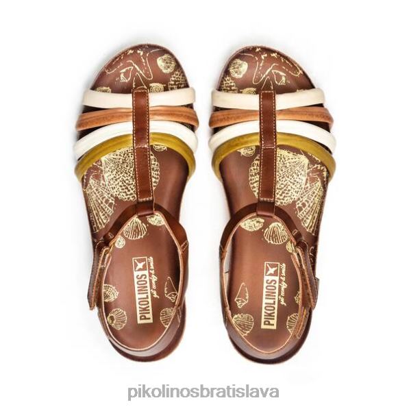 obuv cuero Pikolinos 640B4753 mahon klinové sandále s farebnými remienkami a remienkom na členky ženy