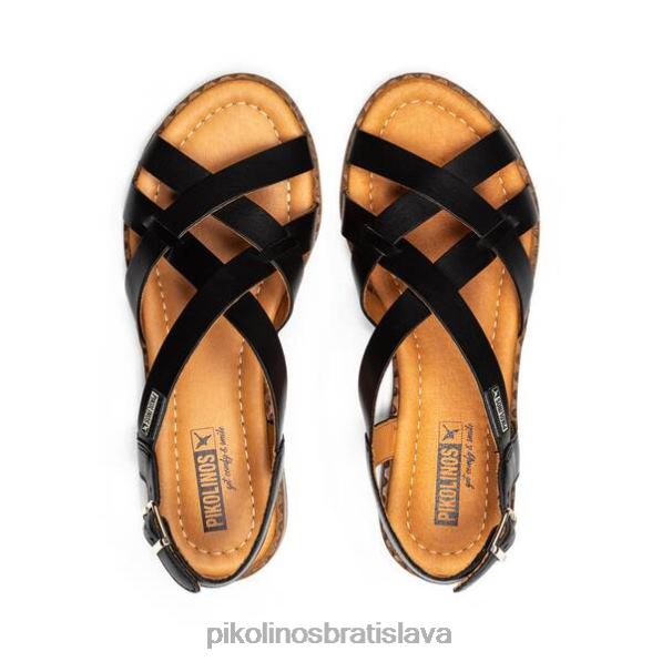obuv čierna Pikolinos 640B411 algar ploché sandále s remienkami a prackou na členku ženy