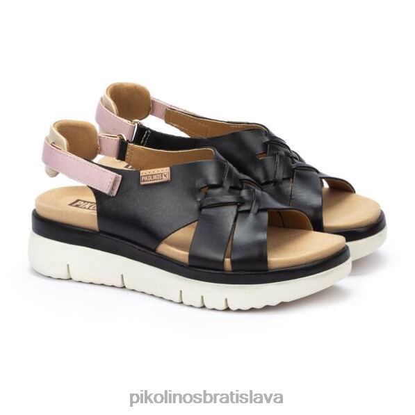 obuv čierna Pikolinos 640B482 kožené sandále palma so zapletenými remienkami ženy
