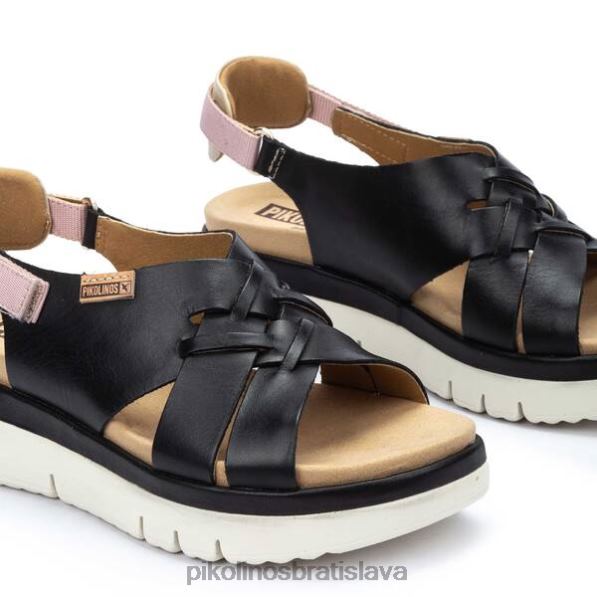 obuv čierna Pikolinos 640B482 kožené sandále palma so zapletenými remienkami ženy