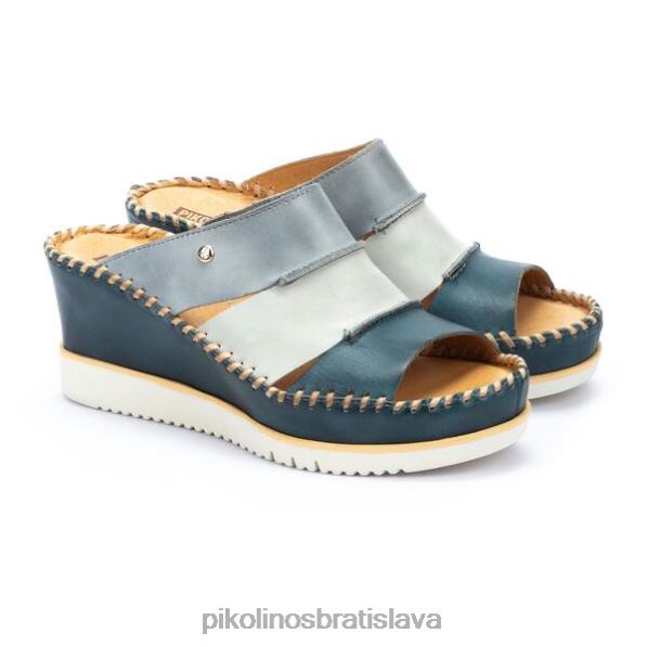 obuv rieka Pikolinos 640B489 aguadulce viacfarebné kožené sandále na kline ženy