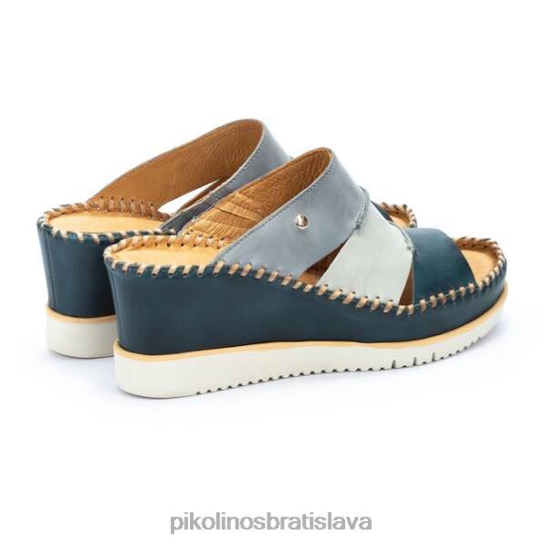 obuv rieka Pikolinos 640B489 aguadulce viacfarebné kožené sandále na kline ženy