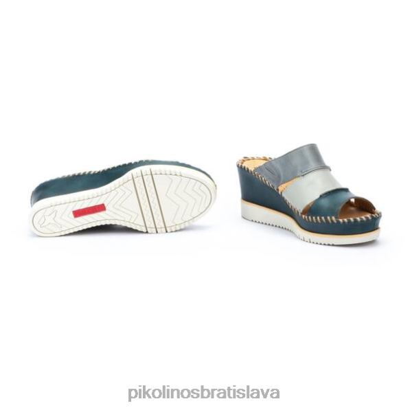 obuv rieka Pikolinos 640B489 aguadulce viacfarebné kožené sandále na kline ženy