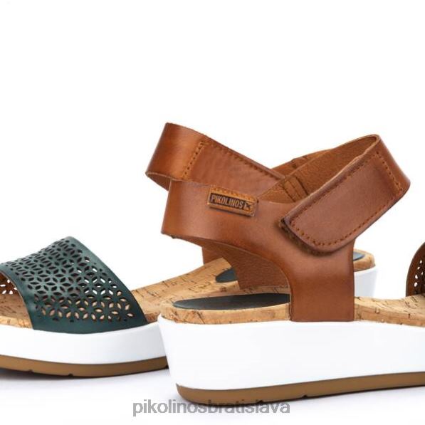 obuv smaragd Pikolinos 640B4717 mykonos klinové sandále s dierovanou kožou ženy