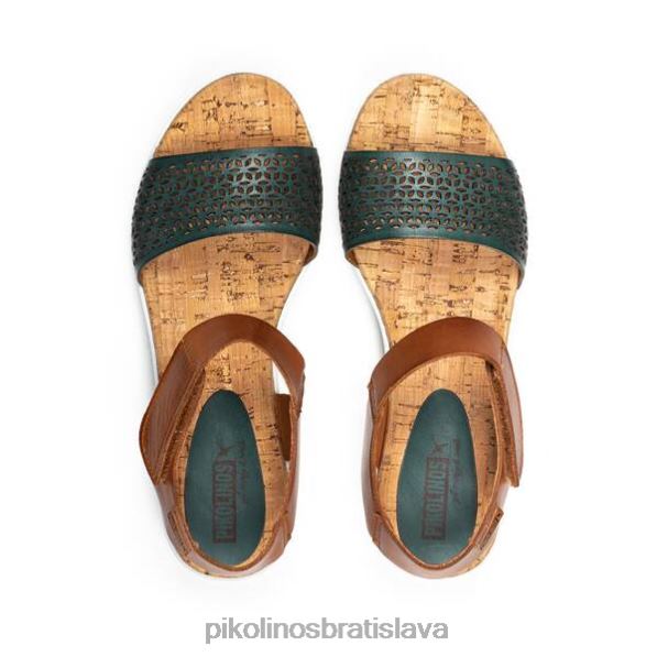 obuv smaragd Pikolinos 640B4717 mykonos klinové sandále s dierovanou kožou ženy