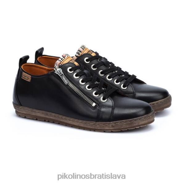 obuv čierna Pikolinos 640B4223 lagos šnurovacie kožené tenisky s bočným zipsom ženy
