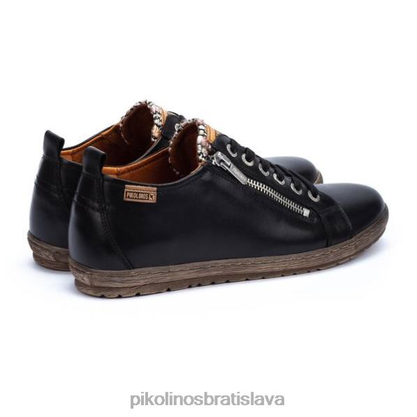 obuv čierna Pikolinos 640B4223 lagos šnurovacie kožené tenisky s bočným zipsom ženy