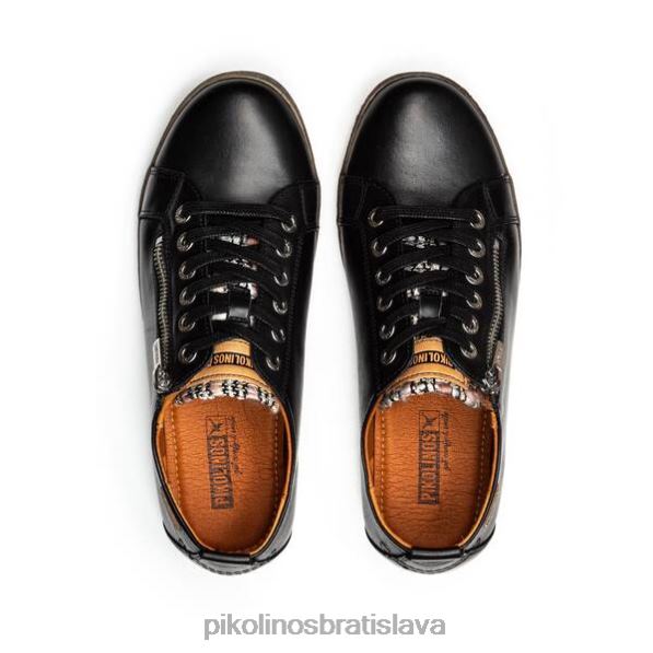 obuv čierna Pikolinos 640B4223 lagos šnurovacie kožené tenisky s bočným zipsom ženy