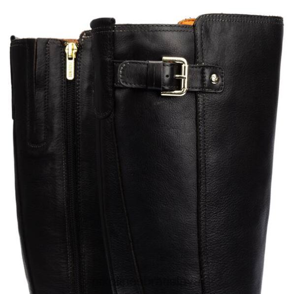 obuv čierna Pikolinos 640B4359 Kožené vysoké čižmy nad kolená aldaya s dvojitou prackou ženy